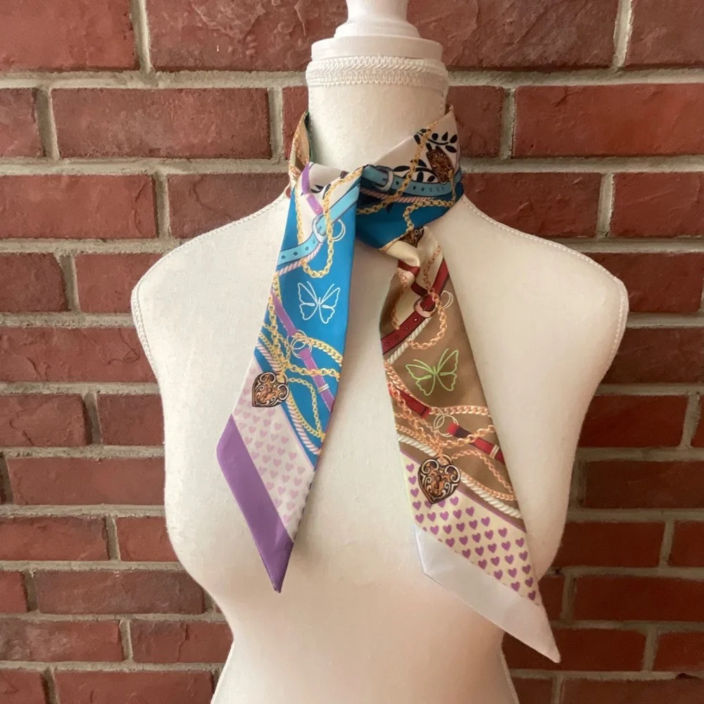 Wristpop L.A.Apple Watch Thin Neck Purse Art Print Silk Scarf  Hairband NWOT